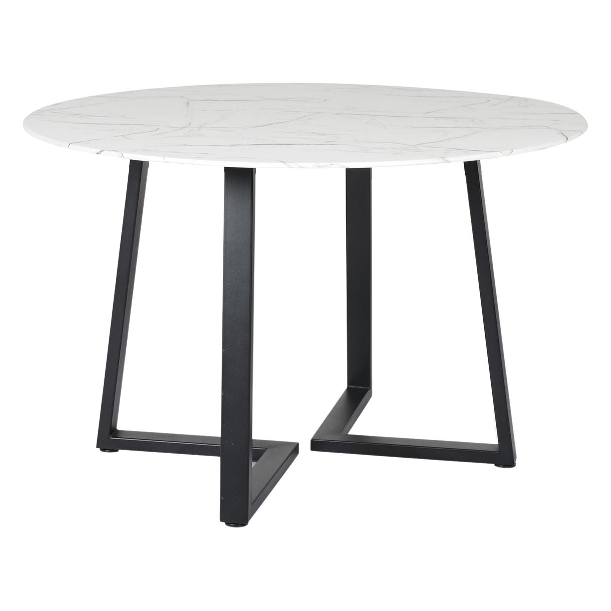 Symphony Round 6 Seater Marble Dining Table In Black Finish