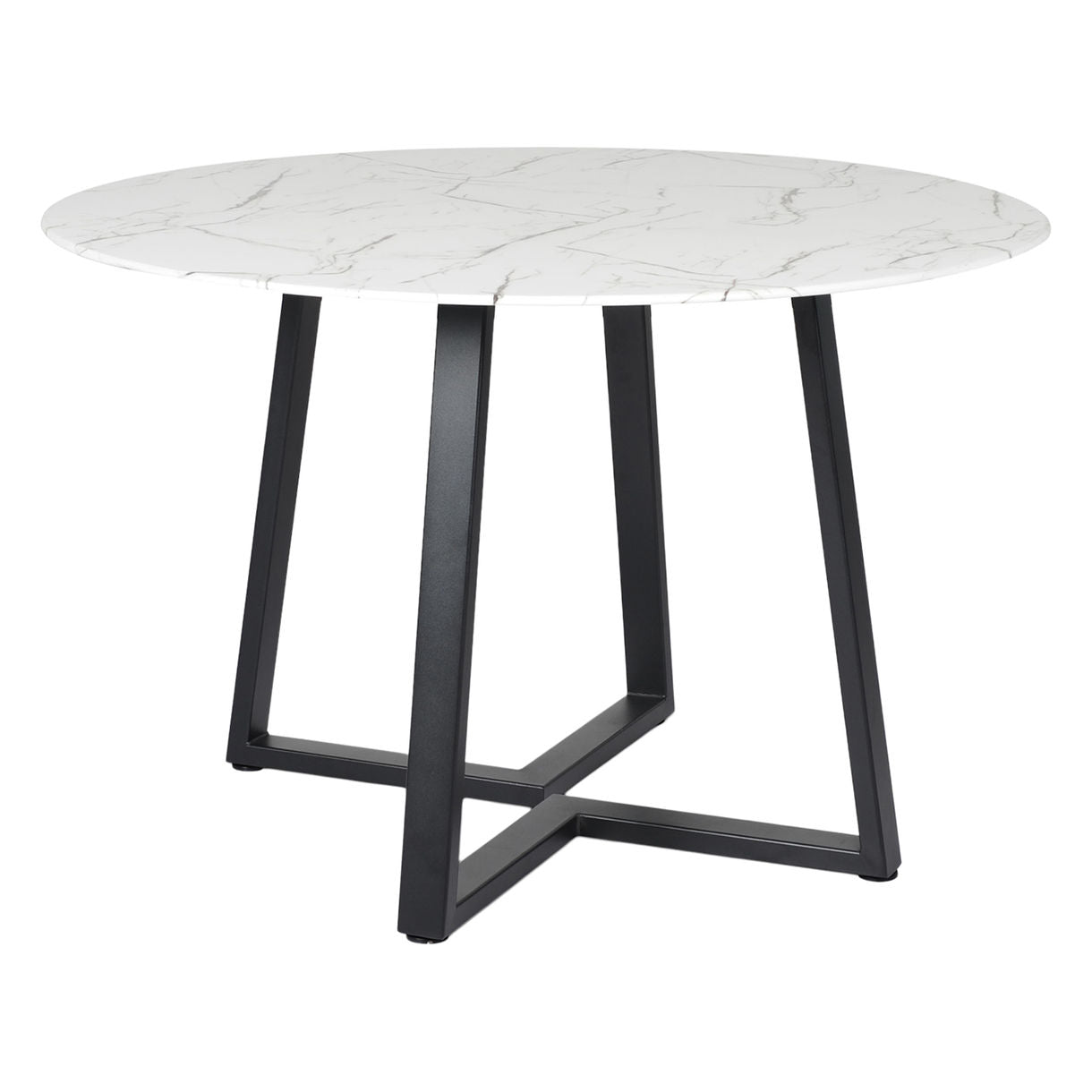 Symphony Round 6 Seater Marble Dining Table In Black Finish