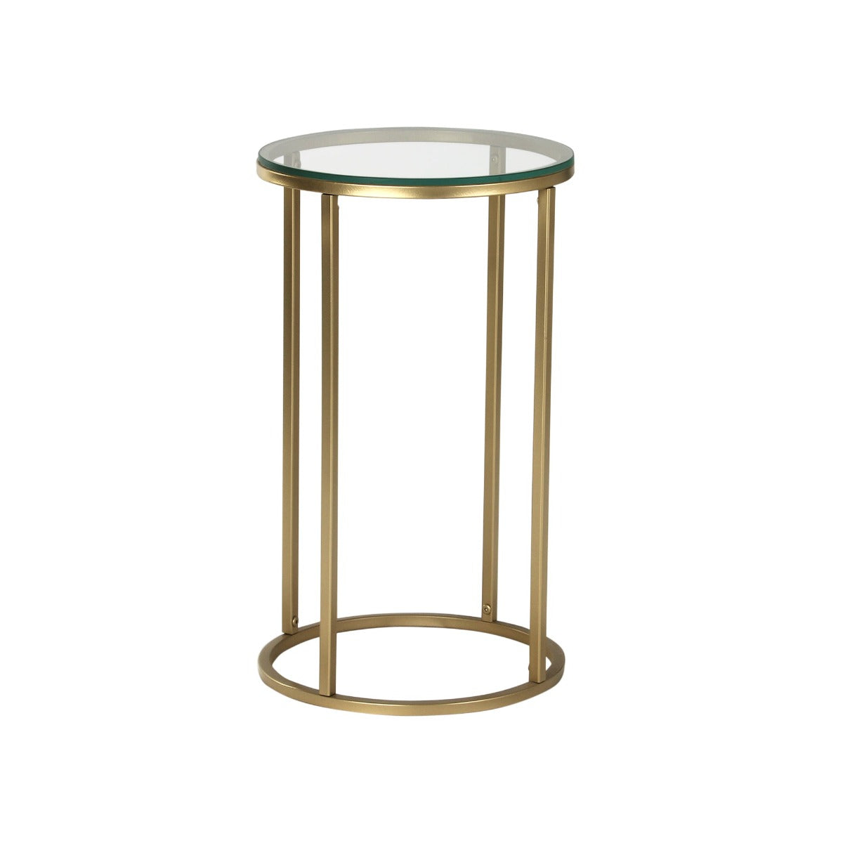 Willow Round Glass Side Table In Gold Finish