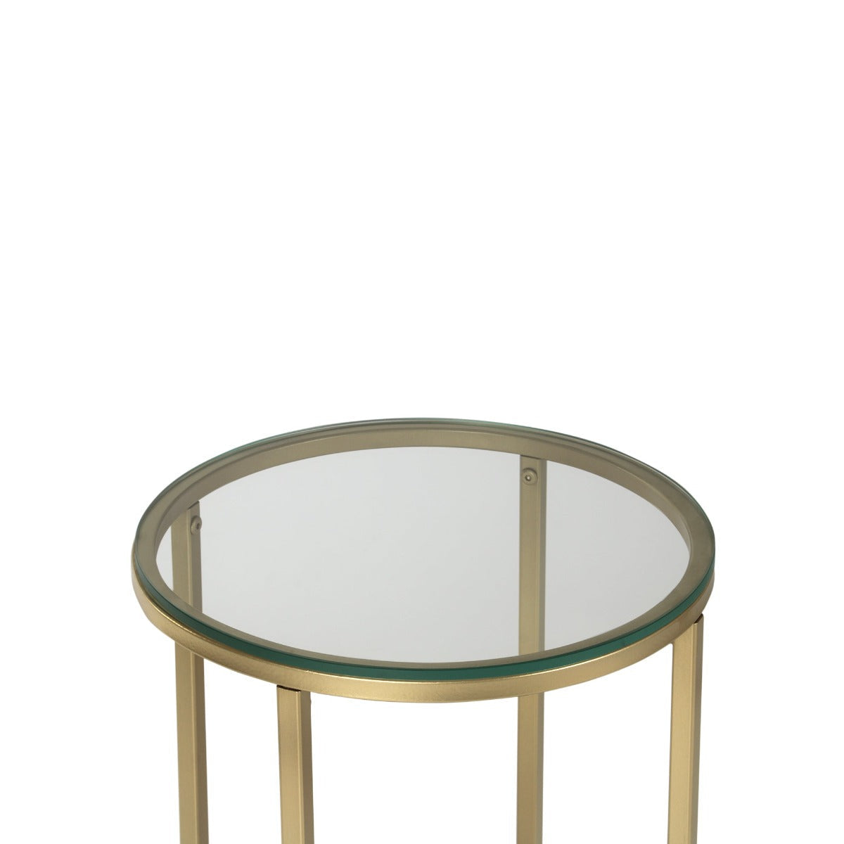 Willow Round Glass Side Table In Gold Finish