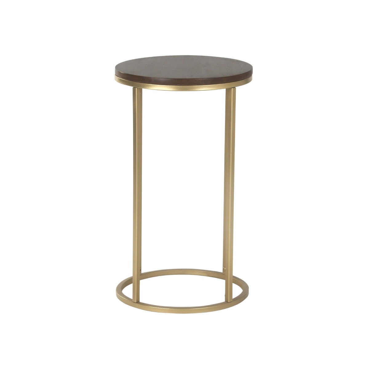 Willow Round Wooden Side Table In Gold Finish