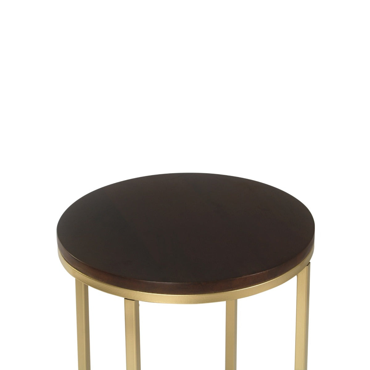 Willow Round Wooden Side Table In Gold Finish