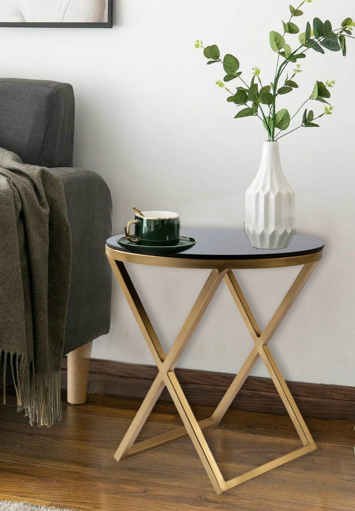 Velvet Black Glass End Table