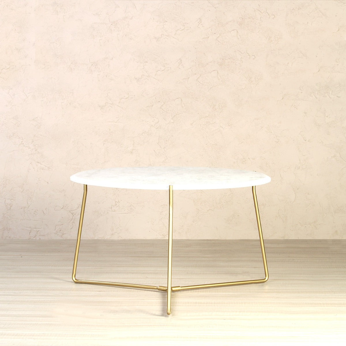 Cappuccino Console Marble Coffee Table In Gold Finish