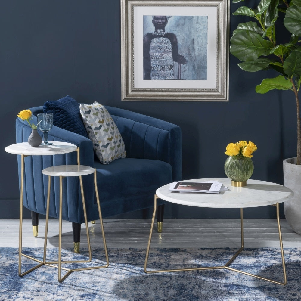 Cappuccino Console Marble Coffee Table In Gold Finish