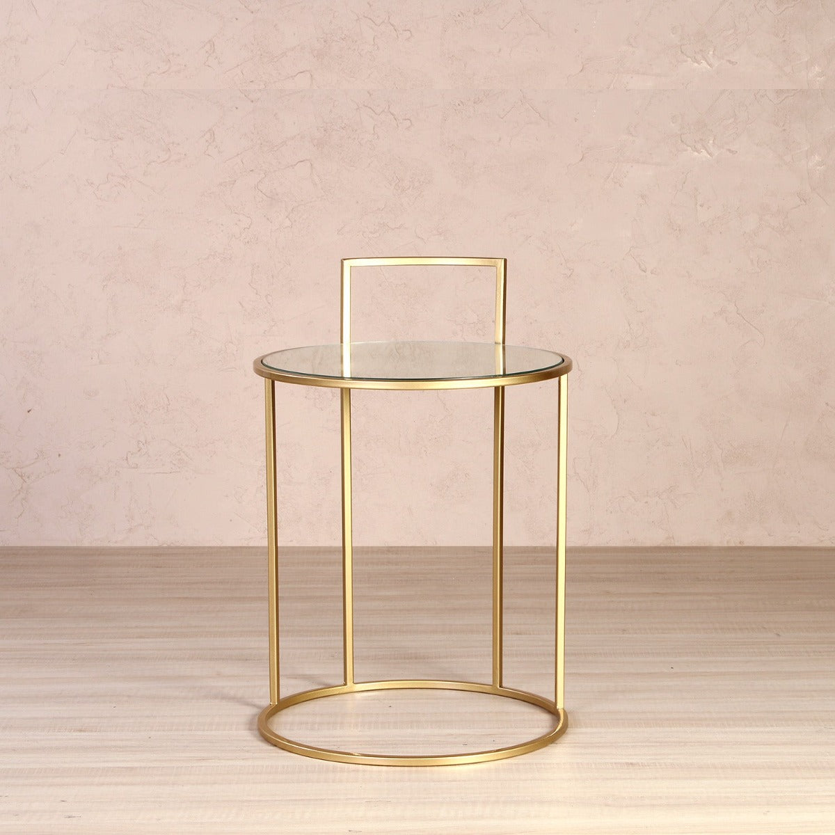 Seraph Glass Side Table In Gold Finish