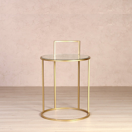 Seraph Glass Side Table In Gold Finish