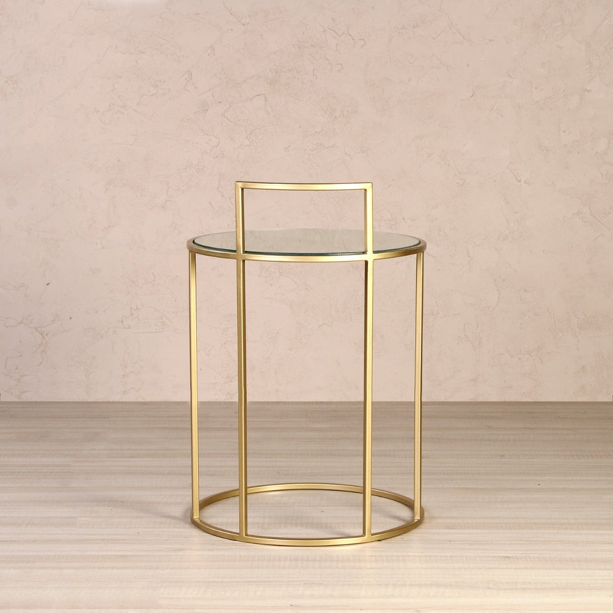 Seraph Glass Side Table In Gold Finish