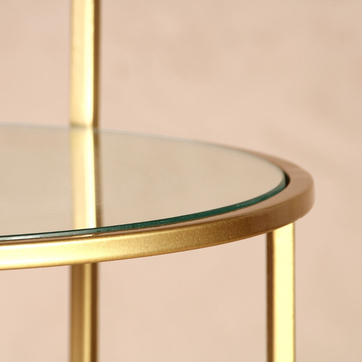 Seraph Glass Side Table In Gold Finish