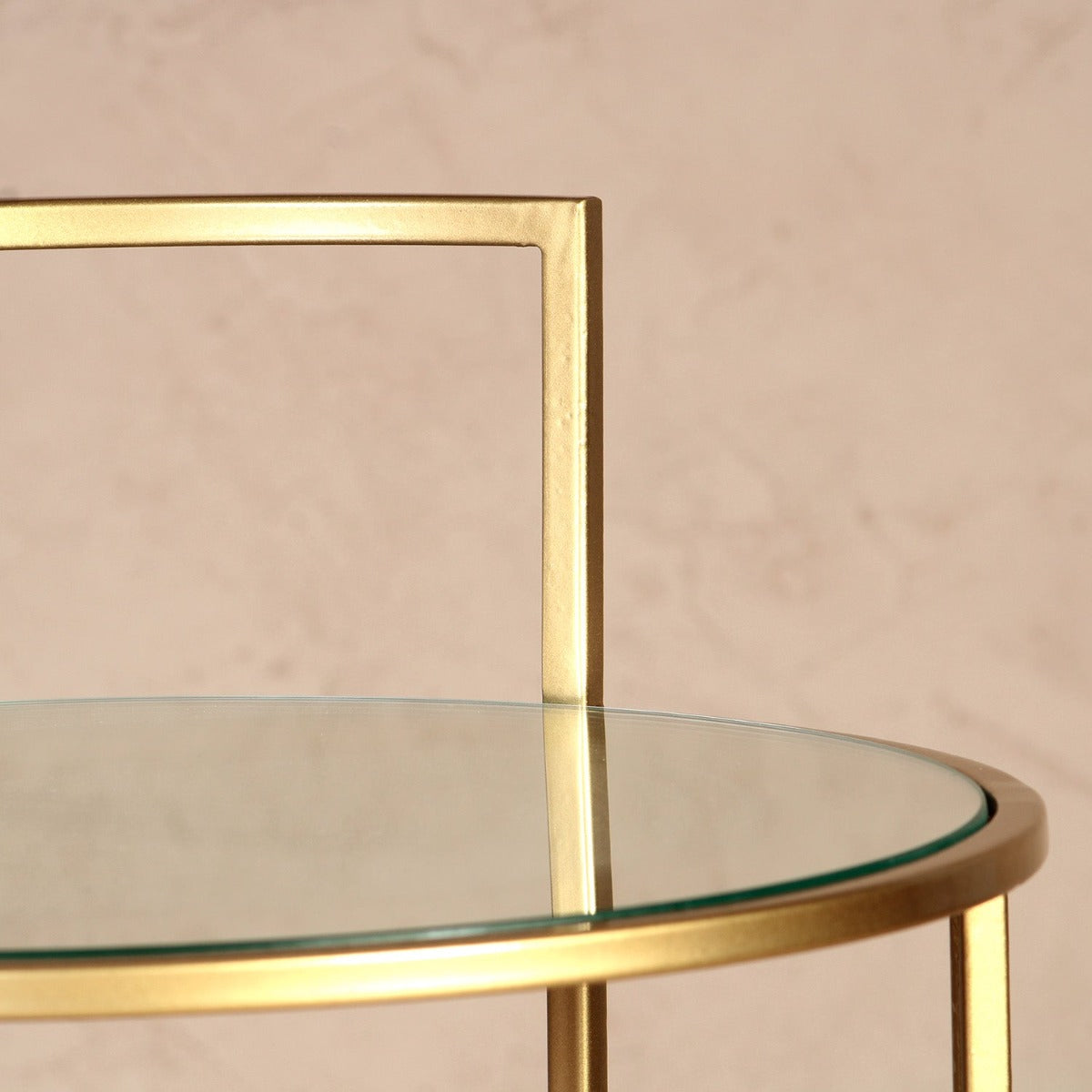 Seraph Glass Side Table In Gold Finish