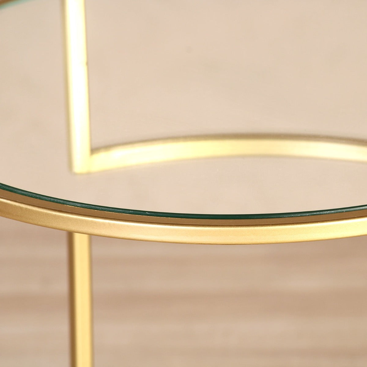 Seraph Glass Side Table In Gold Finish