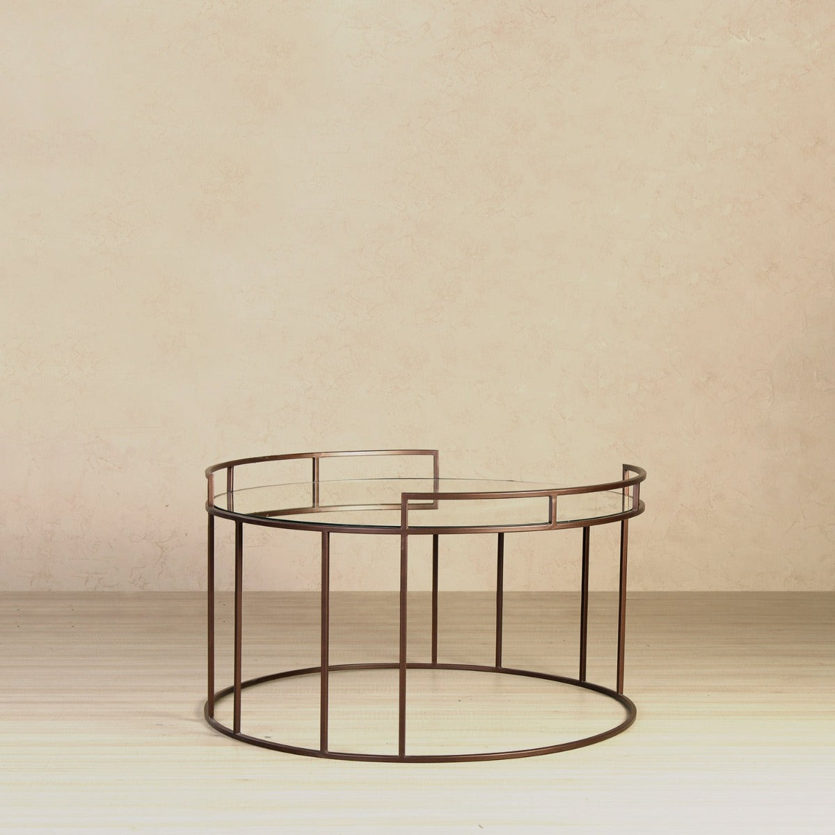 Cappuccino Console Mirror Coffee Table In Bronze Finish