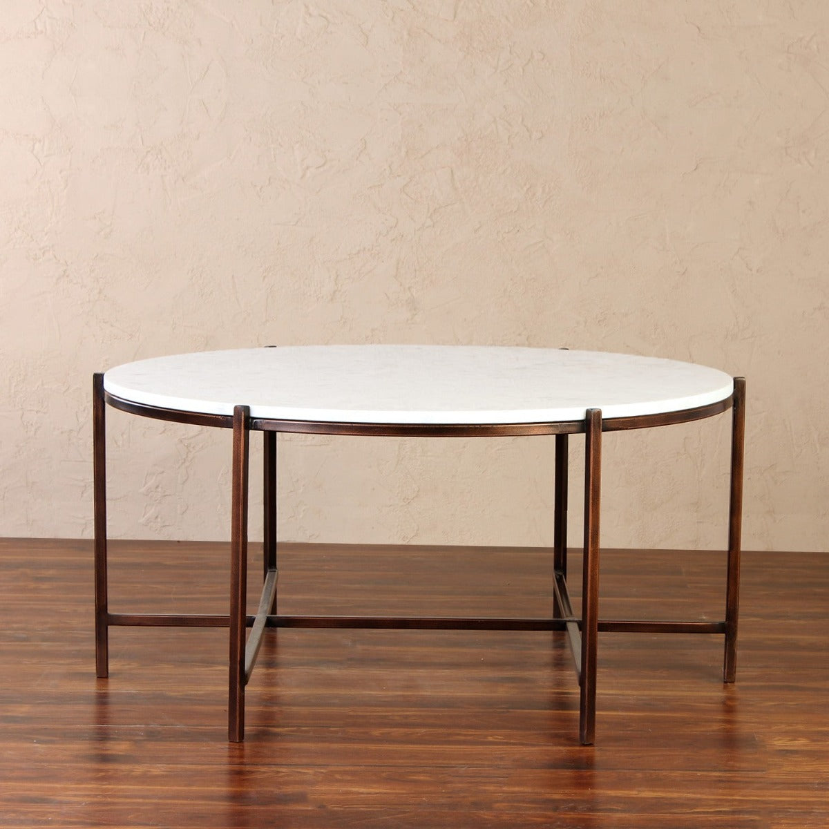 Froth Furnish Marble Coffee Table In Bronze Finish