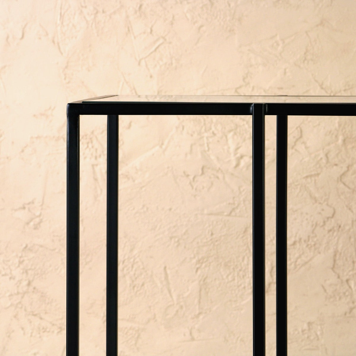 Halo Glass Console Table In Black Finish