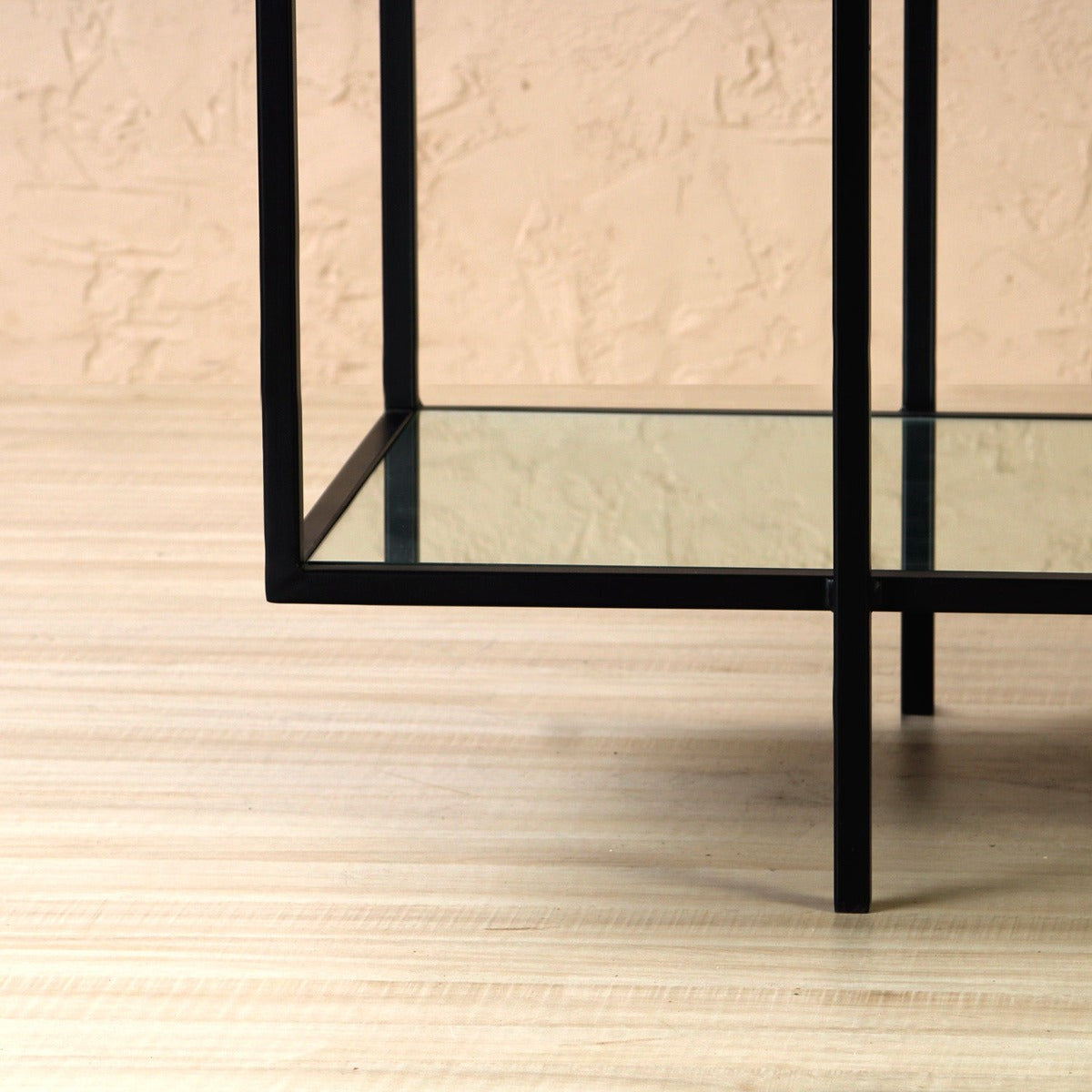 Halo Glass Console Table In Black Finish