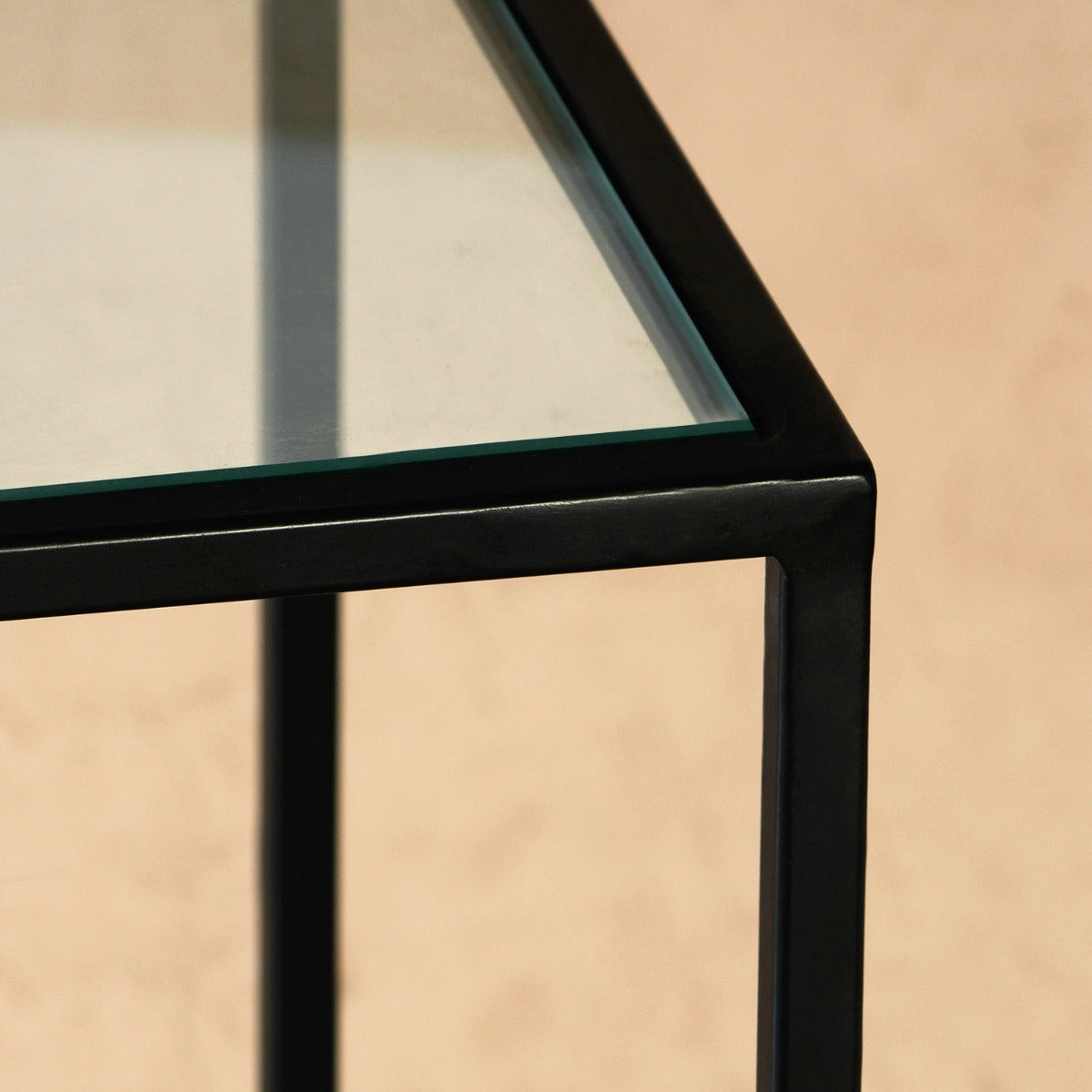 Halo Glass Console Table In Black Finish