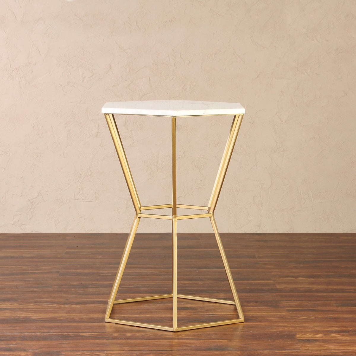 Grace Marble Side Table In Gold Finish