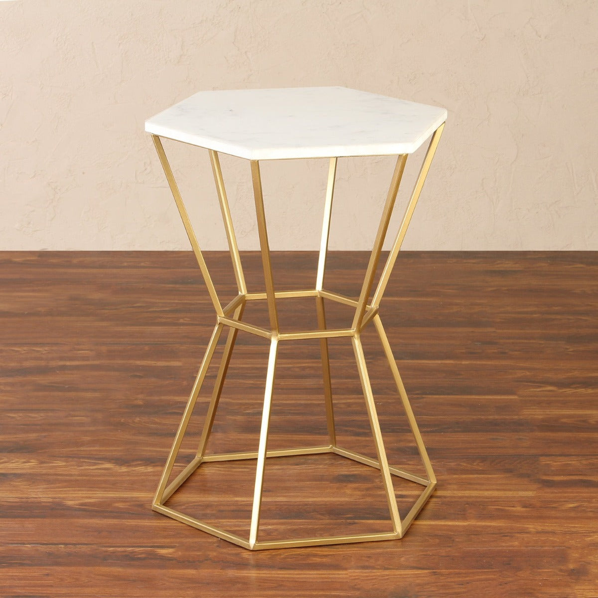 Grace Marble Side Table In Gold Finish