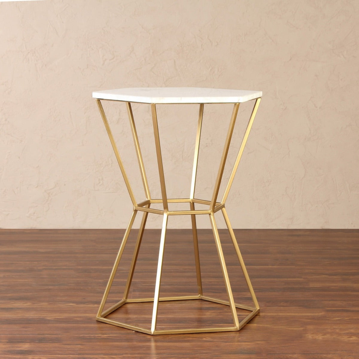 Grace Marble Side Table In Gold Finish