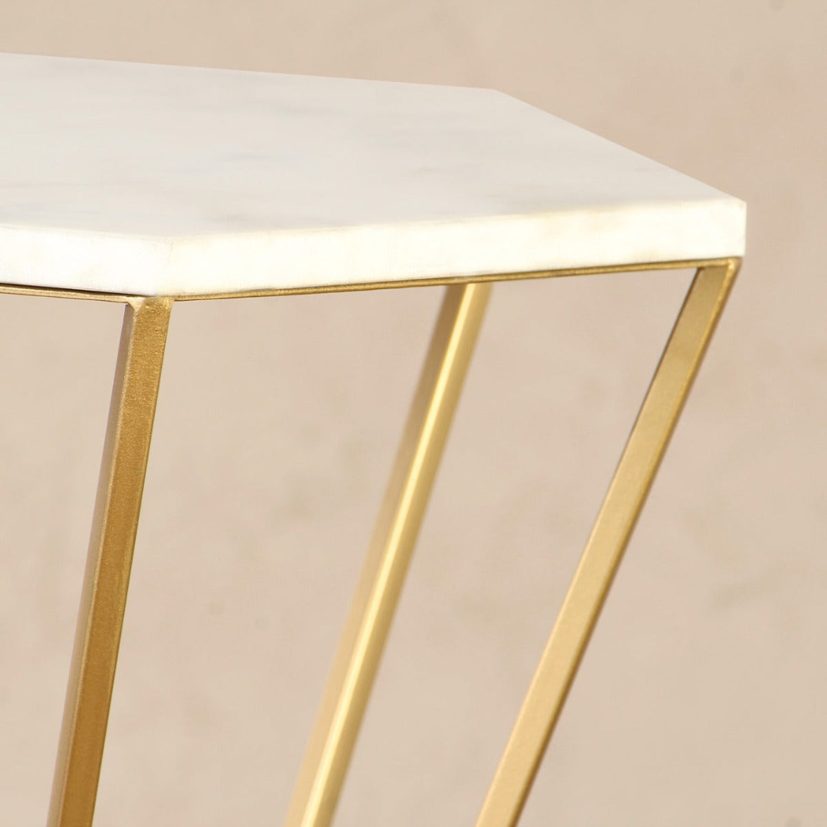 Grace Marble Side Table In Gold Finish