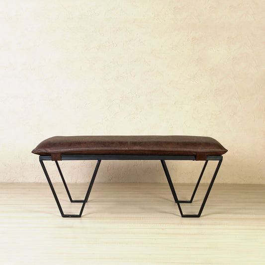 Evoke Accent Leather Bench In Black Finish