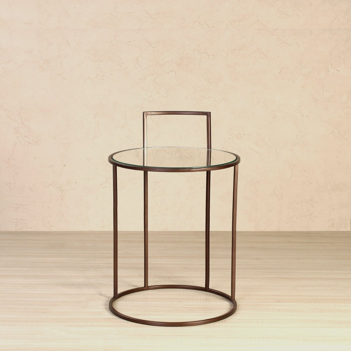 Seraph Glass Side Table In Bronze Finish