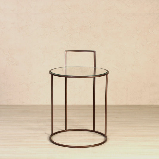 Seraph Glass Side Table In Bronze Finish