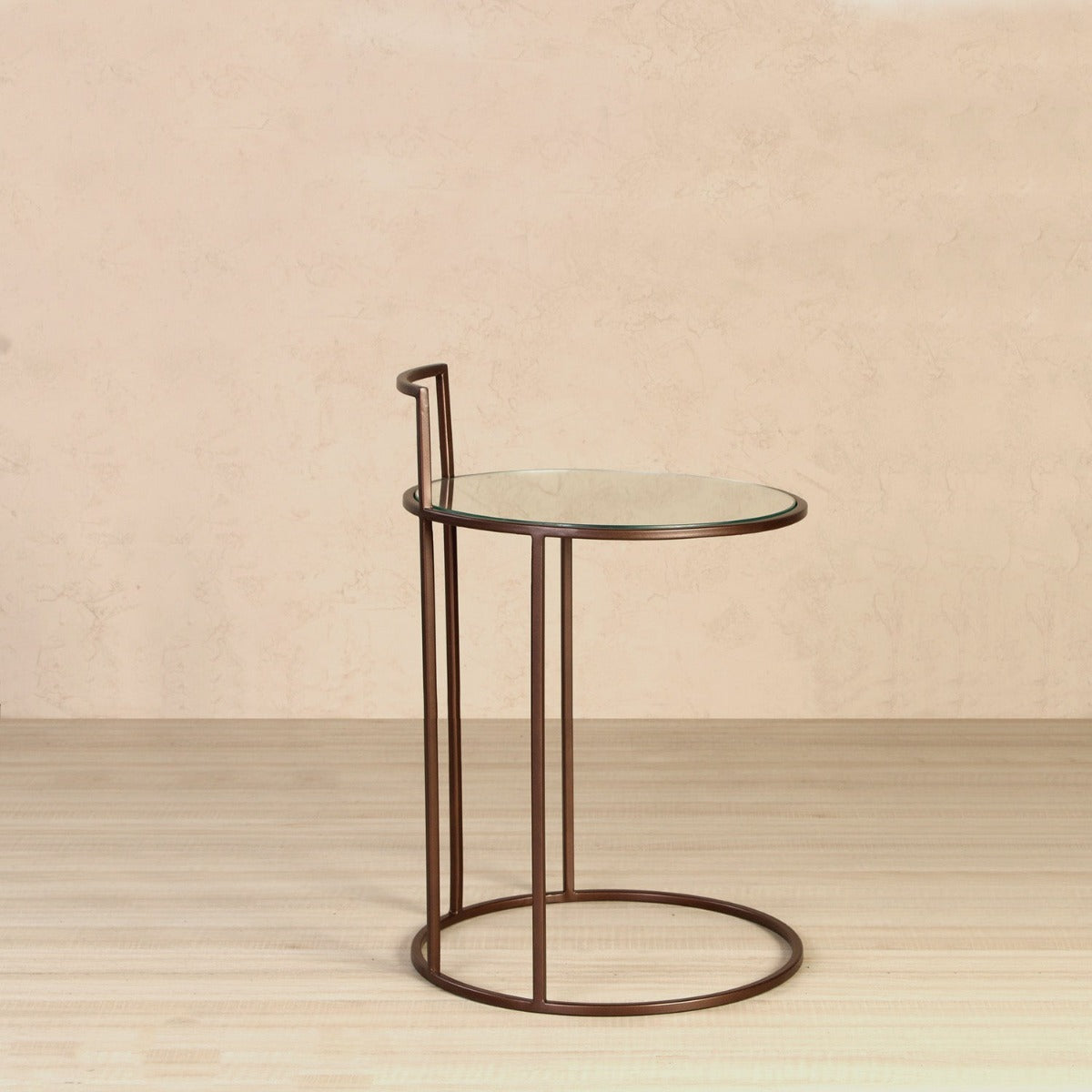 Seraph Glass Side Table In Bronze Finish