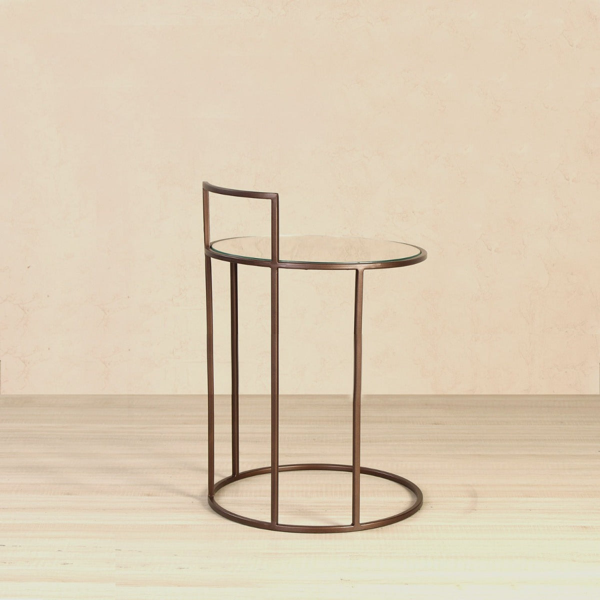 Seraph Glass Side Table In Bronze Finish