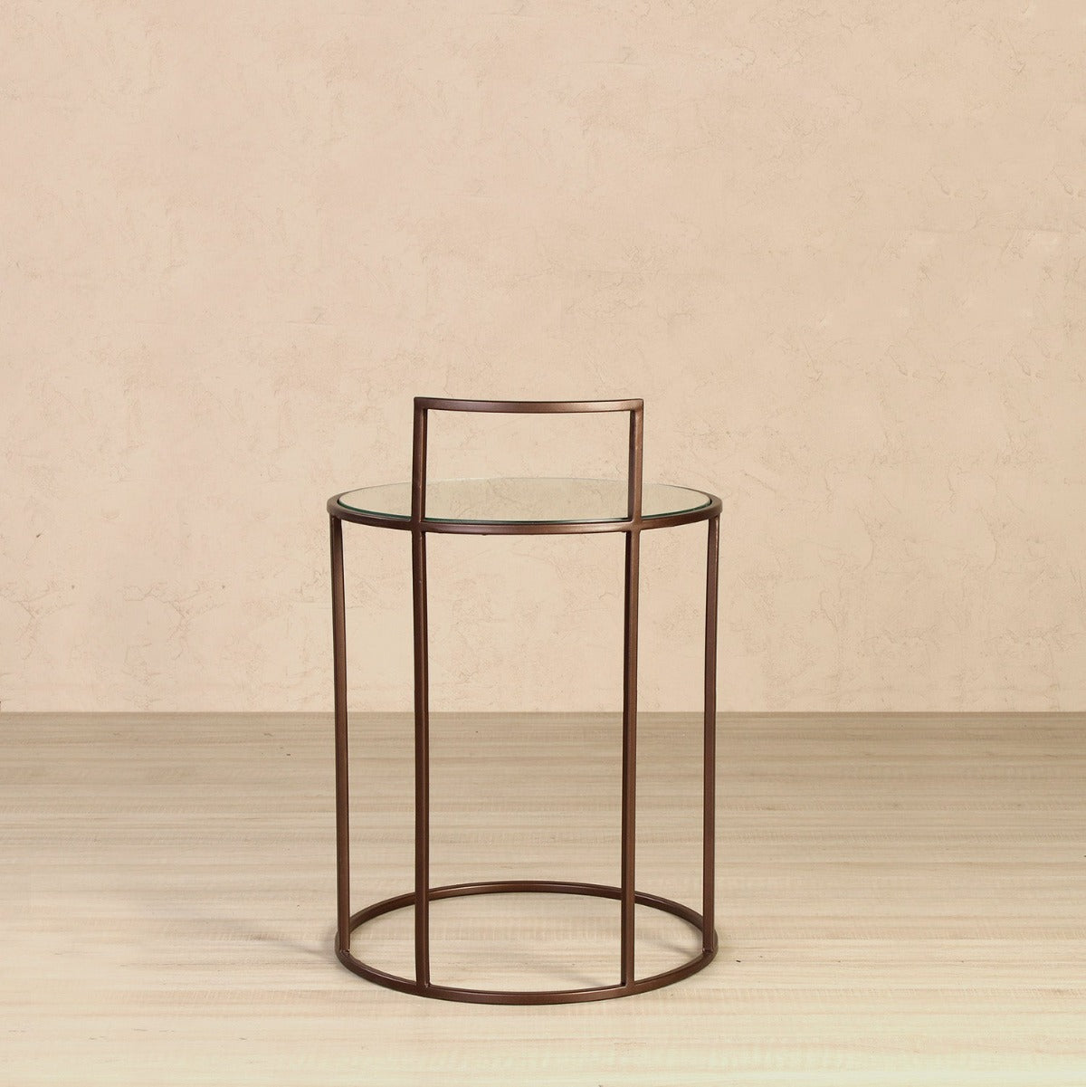 Seraph Glass Side Table In Bronze Finish