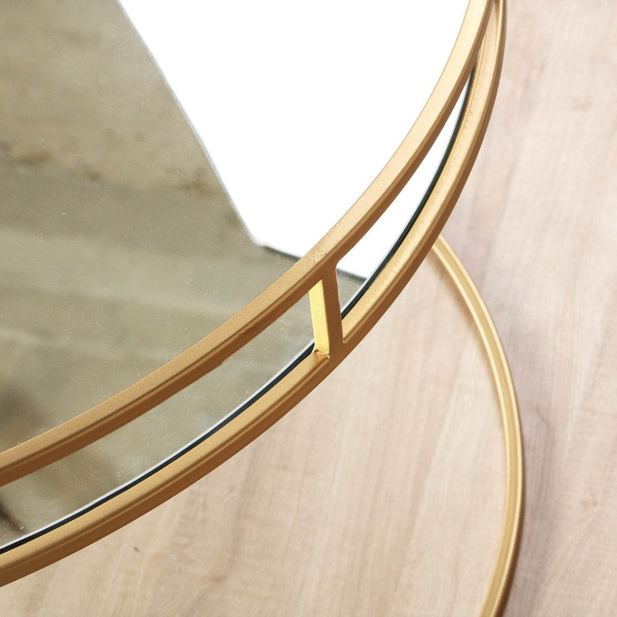 Cappuccino Console Mirror Coffee Table In Gold Finish