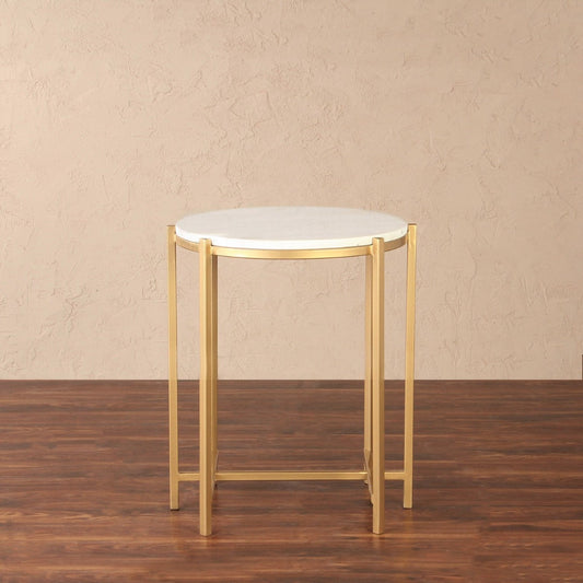 Echo Marble Side Table In Gold Finish