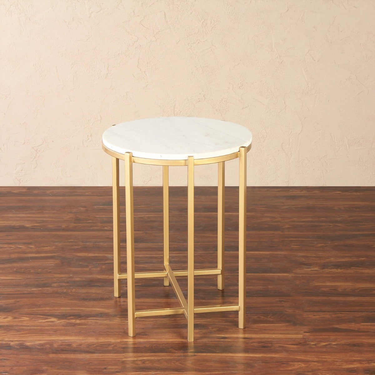 Echo Marble Side Table In Gold Finish