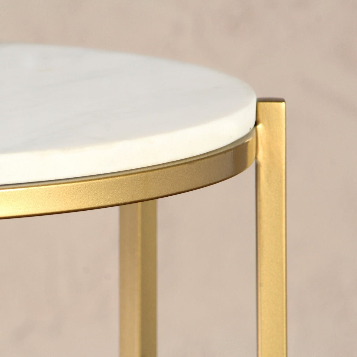 Echo Marble Side Table In Gold Finish