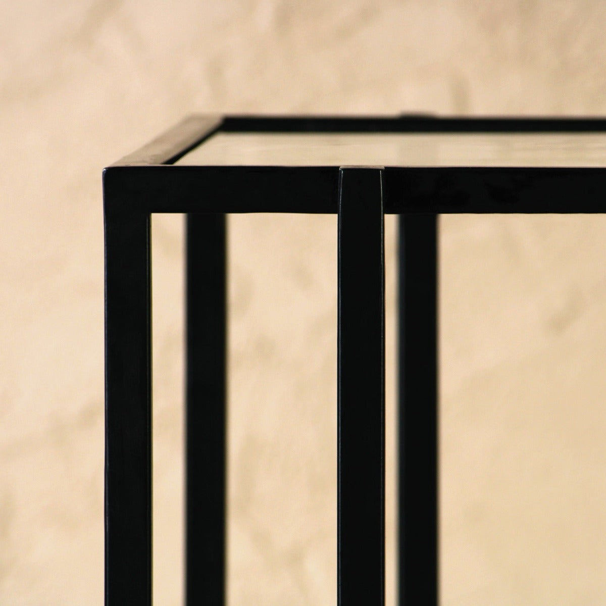 Ivy Glass Side Table In Black Finish