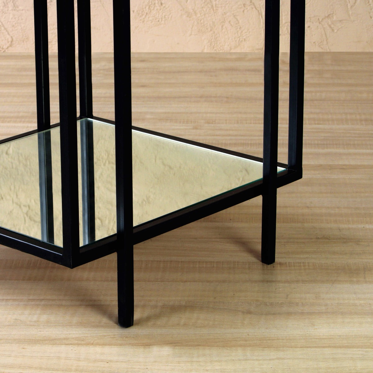 Ivy Glass Side Table In Black Finish