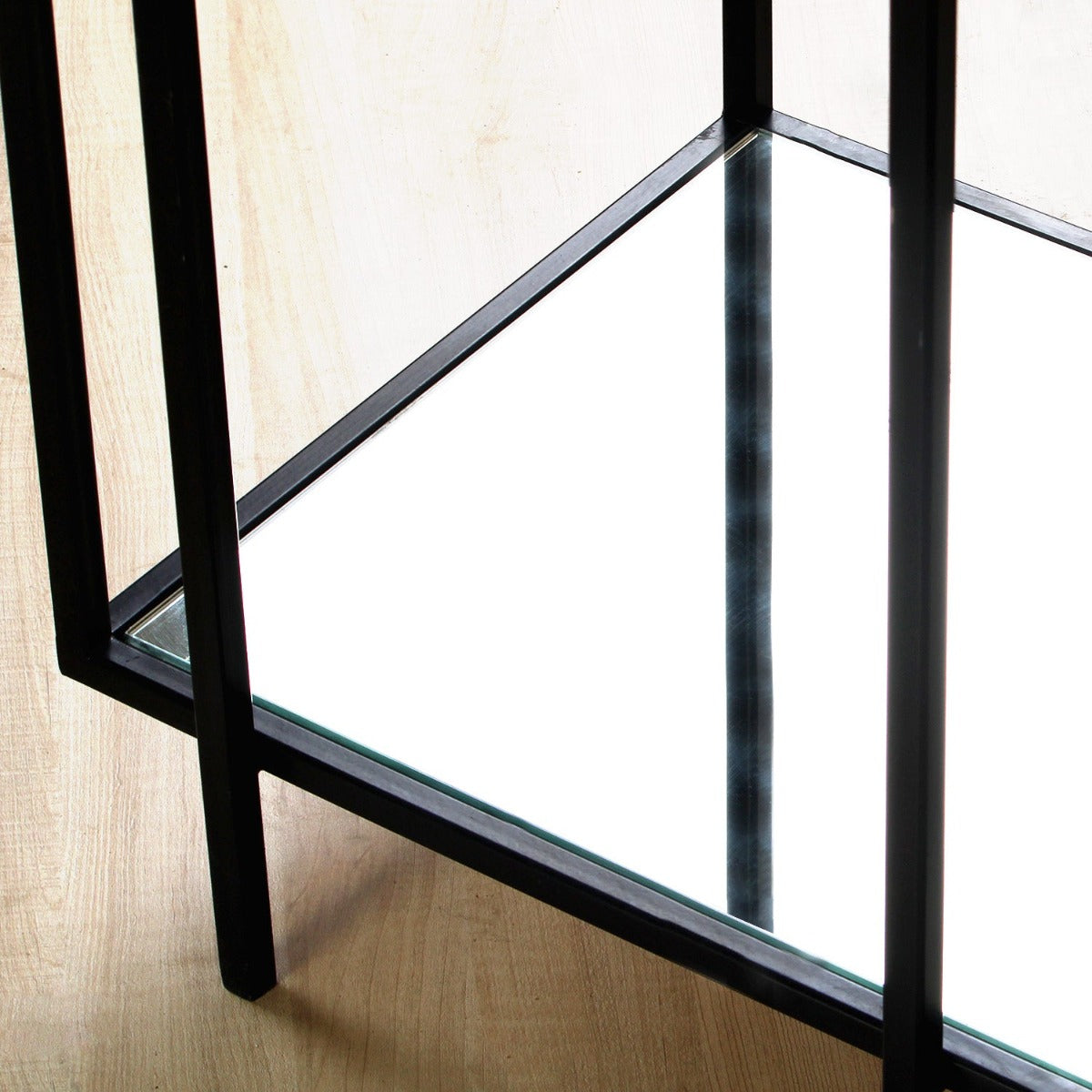 Ivy Glass Side Table In Black Finish