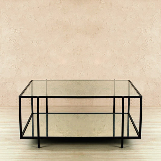 Blend Bench Glass Coffee Table In Black Finish