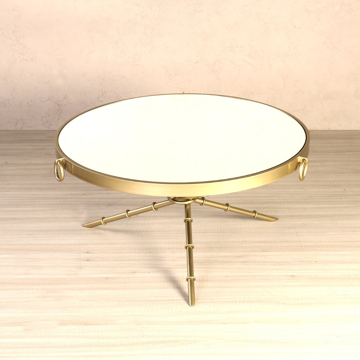 MochaMingle Mirror Coffee Table In Gold Finish