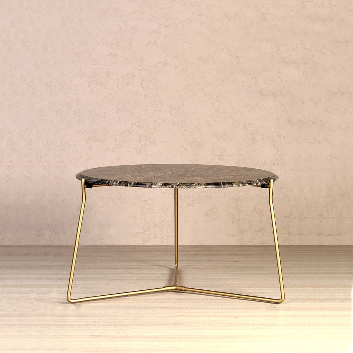 Cappuccino Console Marble Coffee Table In Gold Finish