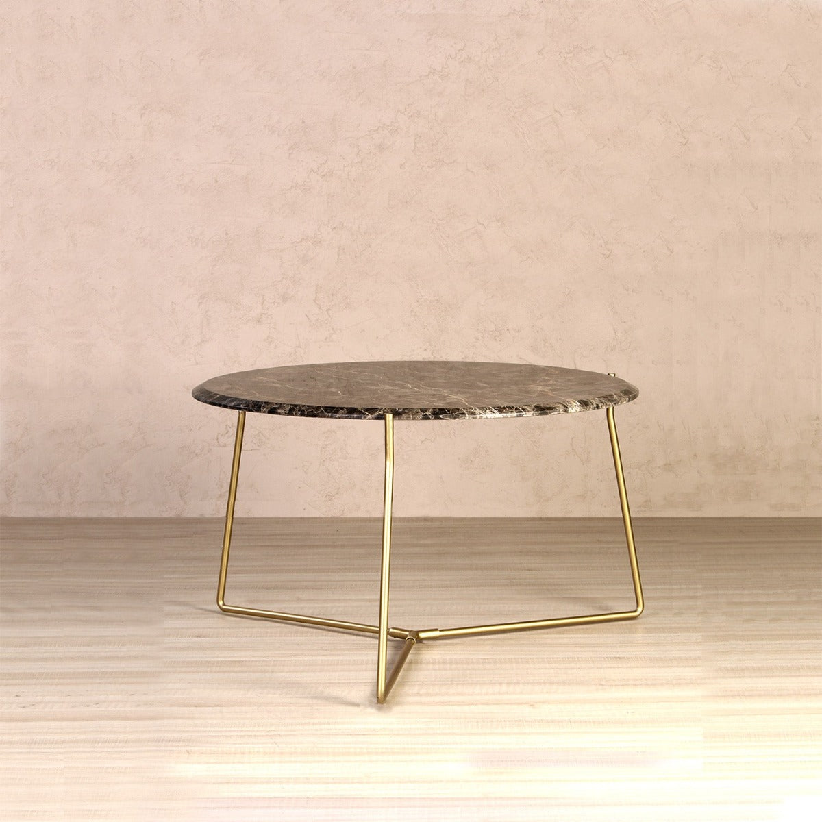 Cappuccino Console Marble Coffee Table In Gold Finish