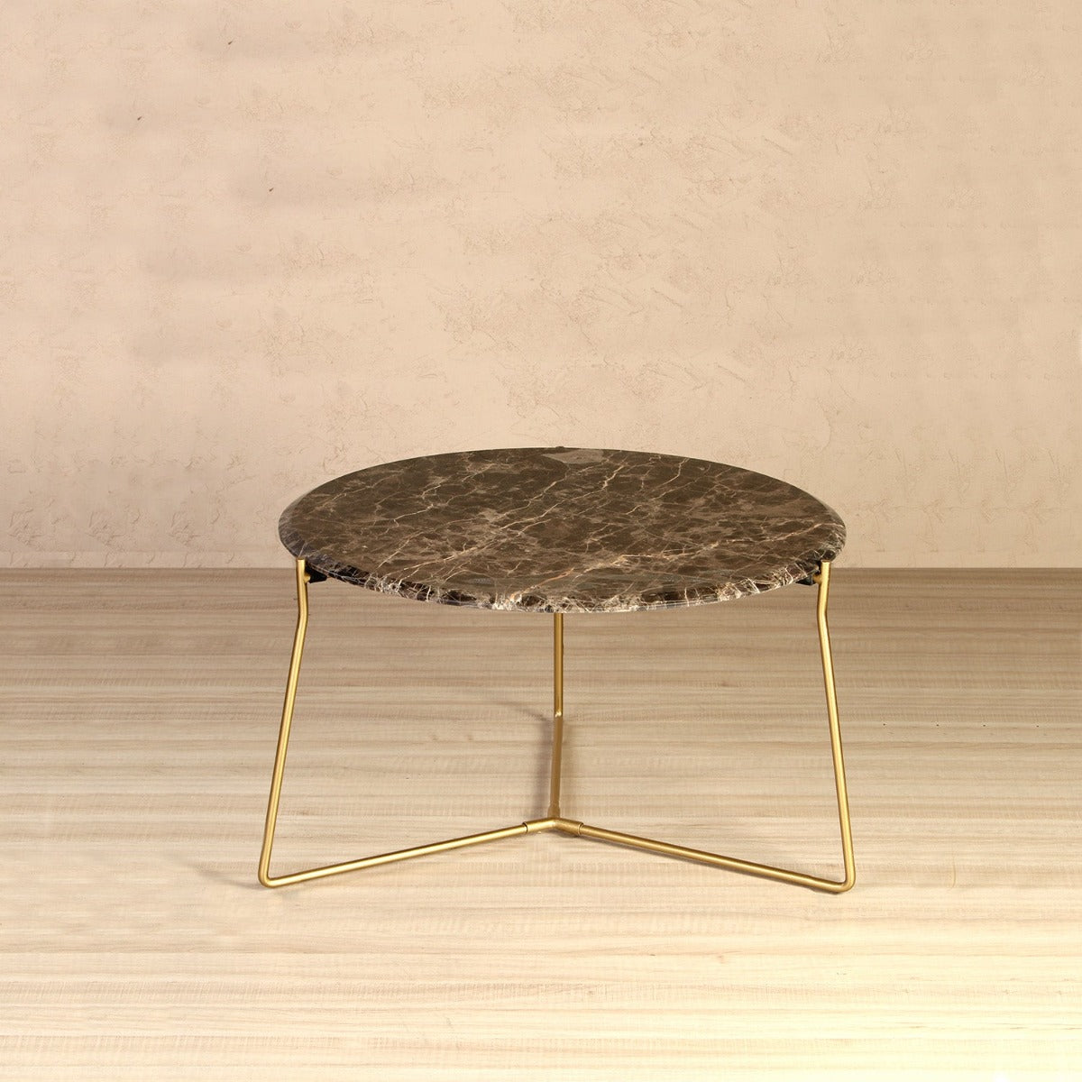 Cappuccino Console Marble Coffee Table In Gold Finish