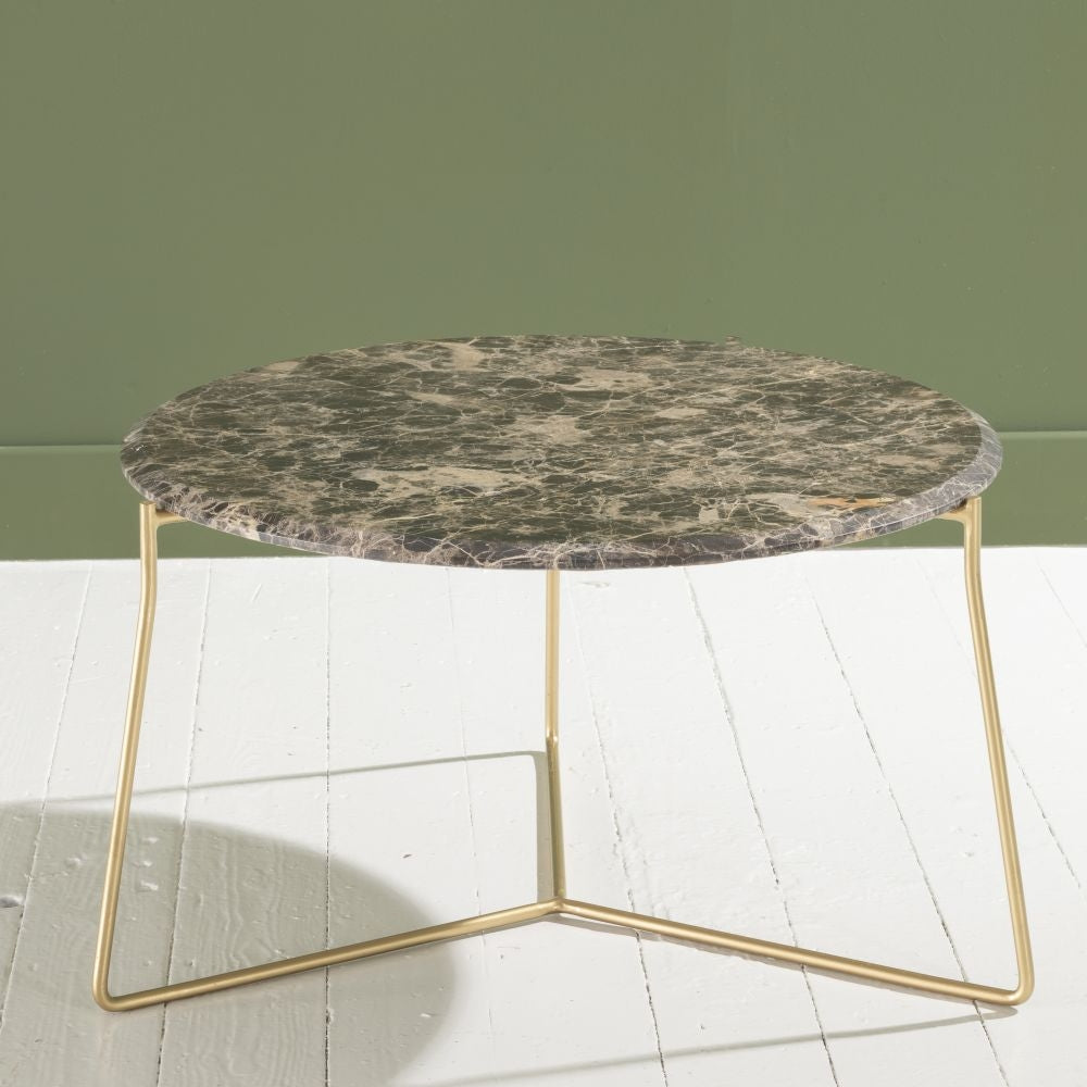 Cappuccino Console Marble Coffee Table In Gold Finish