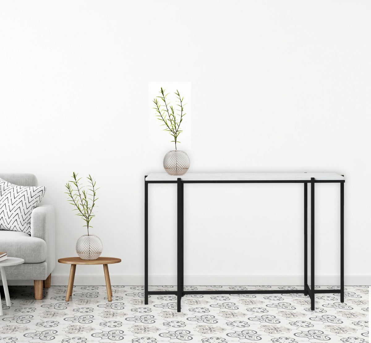 Nimbus Marble Console Table In Black Finish