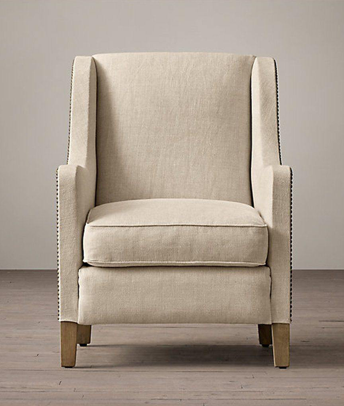 Scholar Wing Chair In Beige Colour