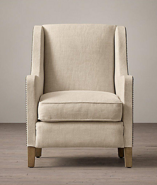 Scholar Wing Chair In Beige Colour