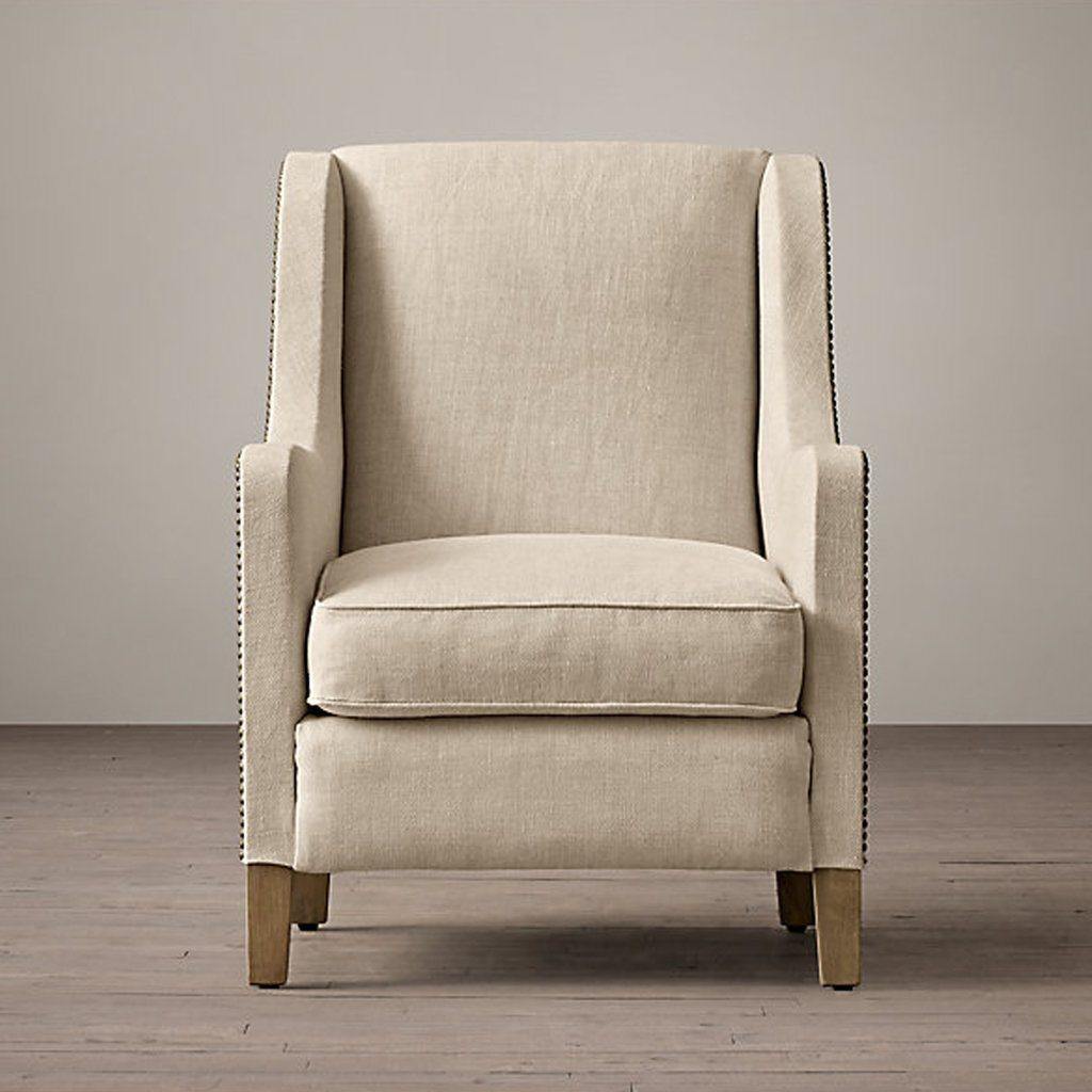 Scholar Wing Chair In Beige Colour