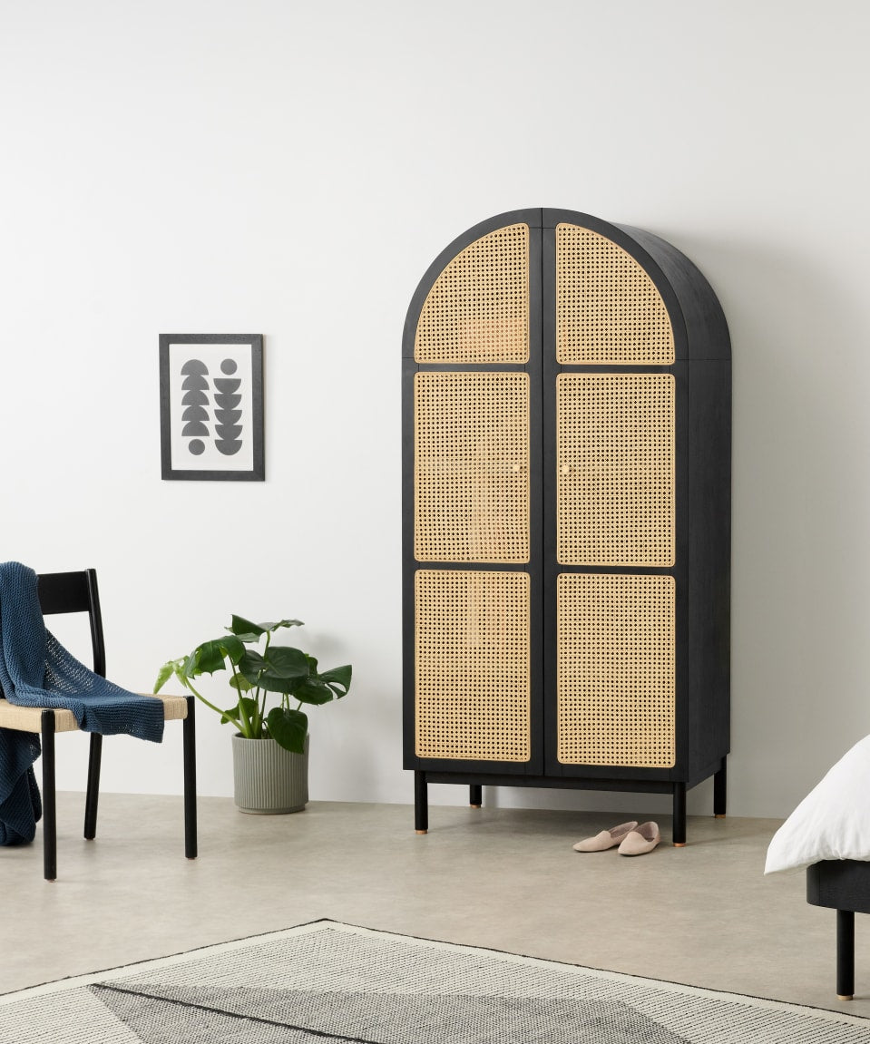 Exquisite Rattan Solid Wood Wardrobe