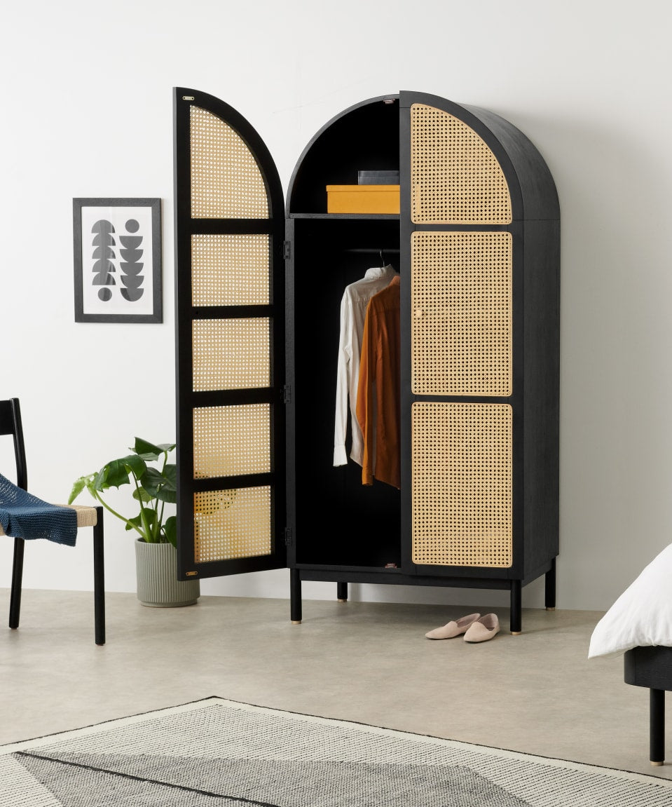 Exquisite Rattan Solid Wood Wardrobe