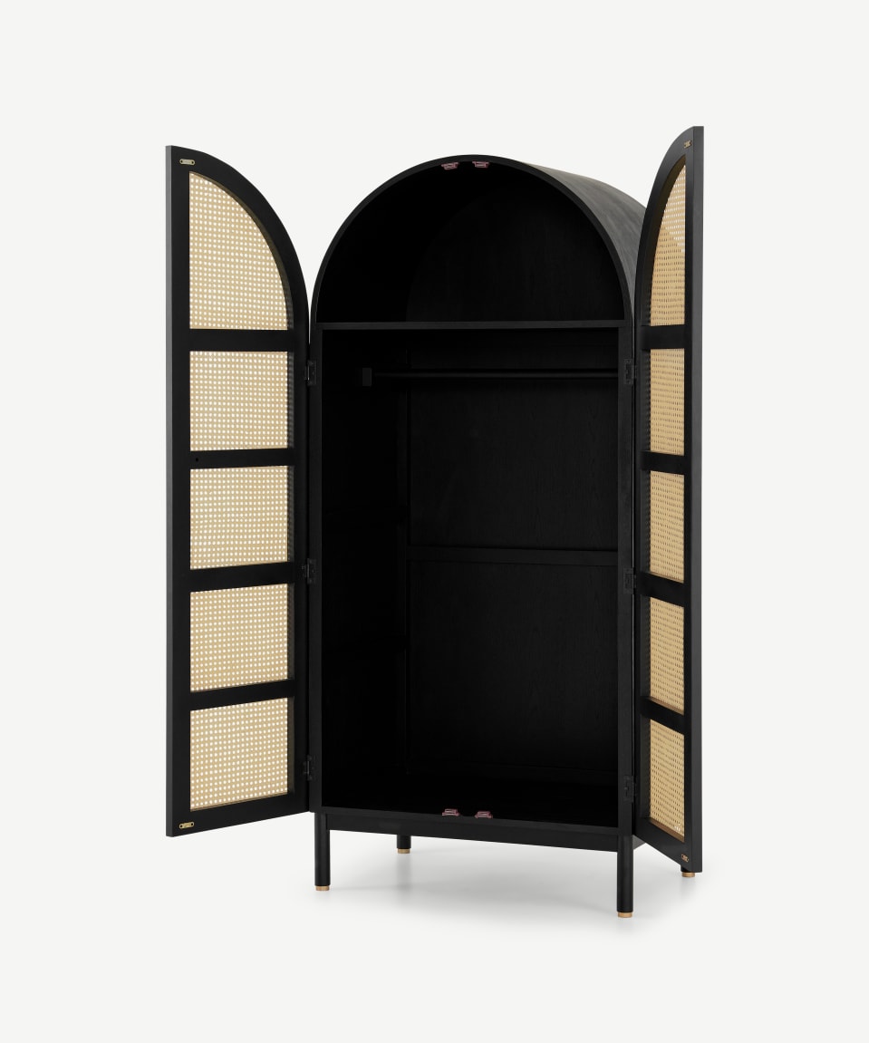 Exquisite Rattan Solid Wood Wardrobe